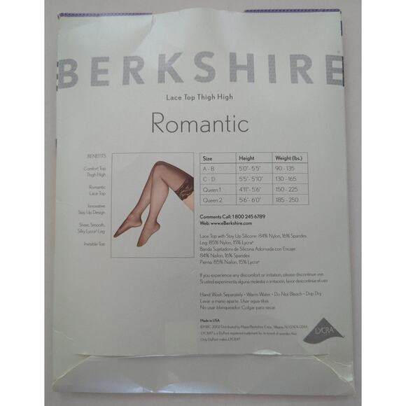 BERKSHIRE Romantic Thigh High Sheer Toe Style 1363 City Beige Queen 2 VTG NEW - Picture 3 of 3